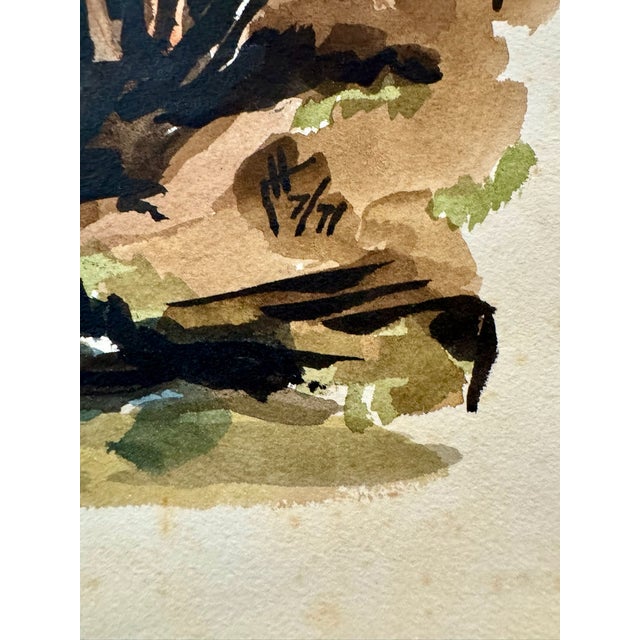 1970s Henry Emil Salloch Original Watercolor on Paper Forest Landscape, 1971. For Sale - Image 5 of 7