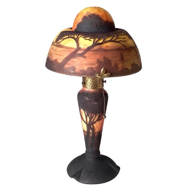 Amber Antique 19th Century French Daum Nancy Table Lamp For Sale - Image 8 of 12