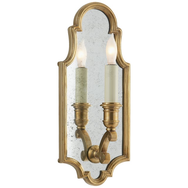 Sussex Small Framed Sconce in Antique-Burnished Brass with Antique Mirror Designer: Chapman & Myers Height: 12.25"...