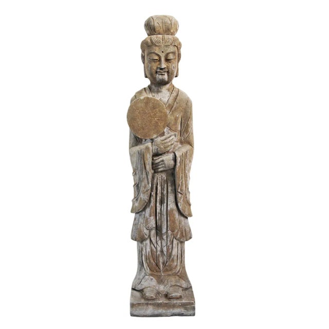 Vintage Stone Geisha Garden Statue For Sale - Image 9 of 9