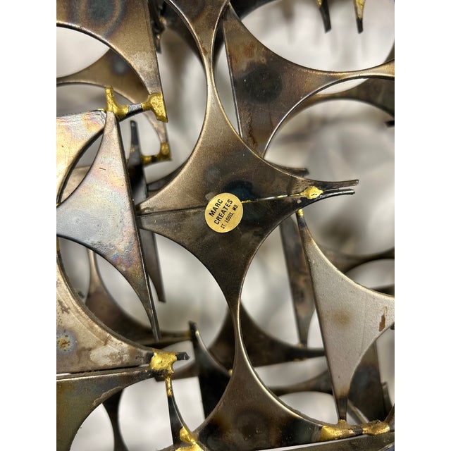 1970s 1970s Brutalist Openwork Geometric Welded Wall Sculpture by Marc Weinstein For Sale - Image 5 of 6