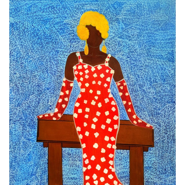 "Securely Waiting", Acrylic on Canvas Painting by Janet Adegoke For Sale