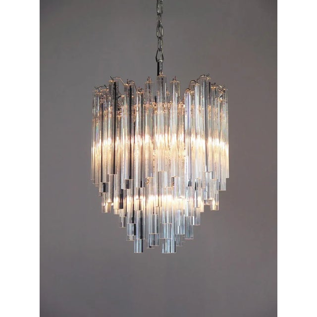 Glass 92 Transparent Murano Prism Chandelier, 1978 For Sale - Image 7 of 11