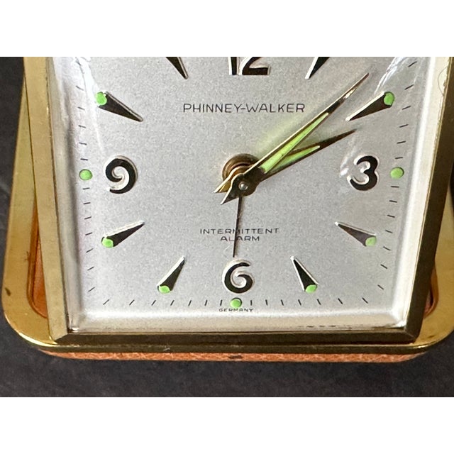 Contemporary Mid Century 1950s Vintage Travel Alarm Clock Made in Germany For Sale - Image 3 of 12