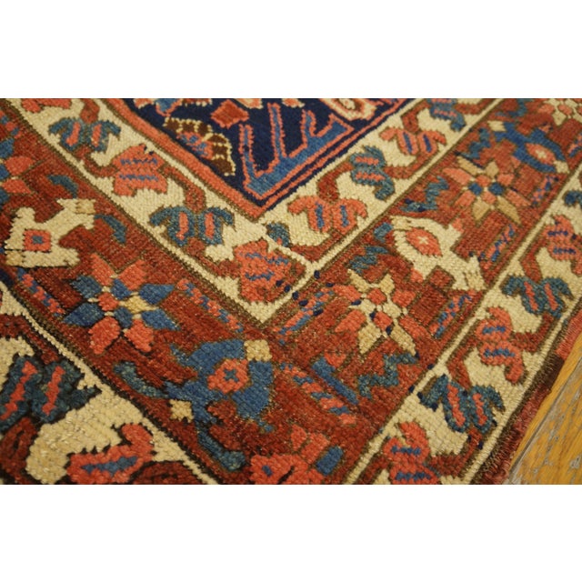 1900s Blue Navy Tribal Herati Antique Persian Bakshaiesh Runner 3' 6" X 14' 6" Handknotted Wool Carpet For Sale - Image 4 of 6