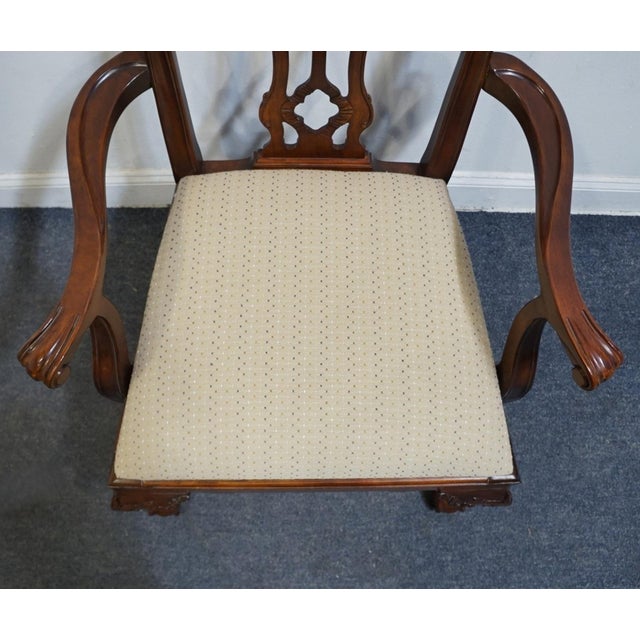 Brown Century Furniture Solid Mahogany Traditional Chippendale Style Ball & Claw Dining Arm Chair 400-582 For Sale - Image 8 of 10