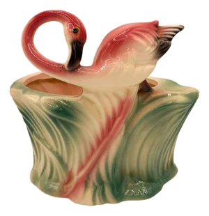 Mid 20th Century Ceramic 445 Pink Flamingo Flower Tabletop Planter by Maddux