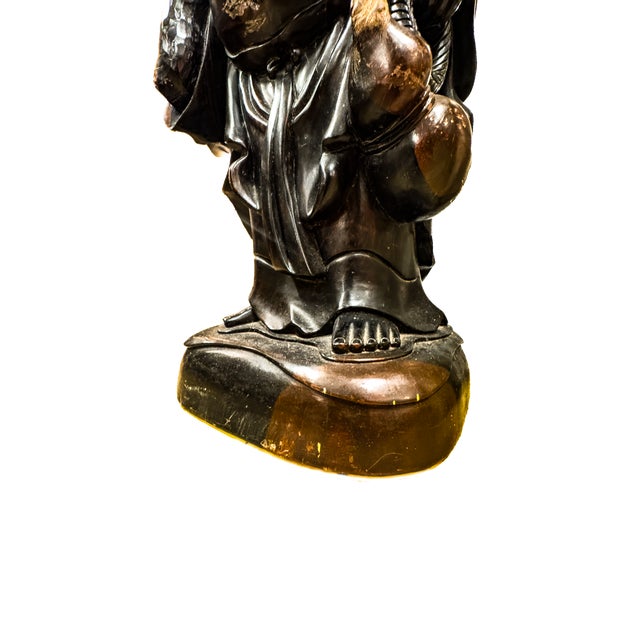 Early 20th Century Laughing Buddha Carved Rosewood Sculpture For Sale - Image 10 of 16