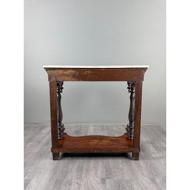 19th Century Napoleon III Mahogany and White Marble Console Table For Sale - Image 11 of 13