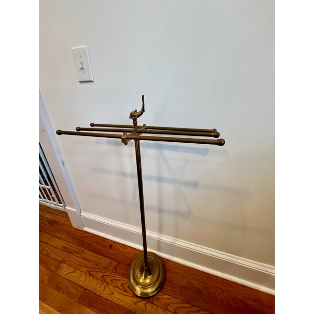 Hollywood Regency Hollywood Regency Brass Towel Rack Valet Stand 1960s Fish Motif For Sale - Image 3 of 12