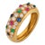 Vintage Emerald Ruby Sapphire Diamond 18k Yellow Gold Pave Ring, Size 6.25 For Sale