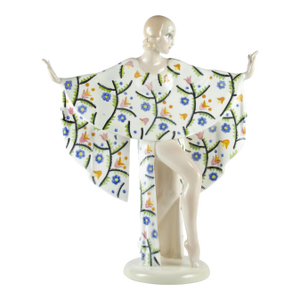 1940s Art Déco Torino Painted and Glazed Ceramic Figurine 'Ambretta Dancer' by Sandro Vaccetti for the Firm Essevi, Italy