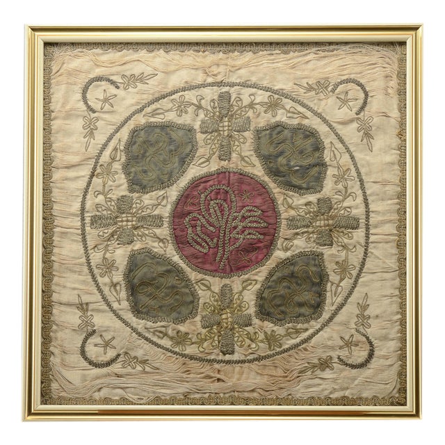 Antique Ceremonial Cushion Fabric with Gold Threads, 19th Century For Sale