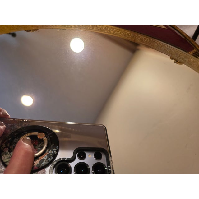 Mid Century Gold Vanity Table Mirror French Ornamentation Reversible For Sale - Image 14 of 15