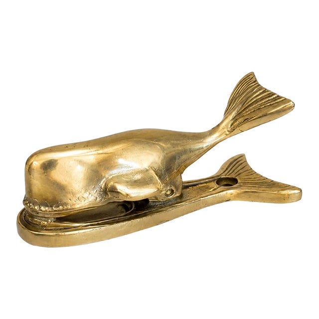 Vintage Brass Whale Clip Catchall Paperweight For Sale