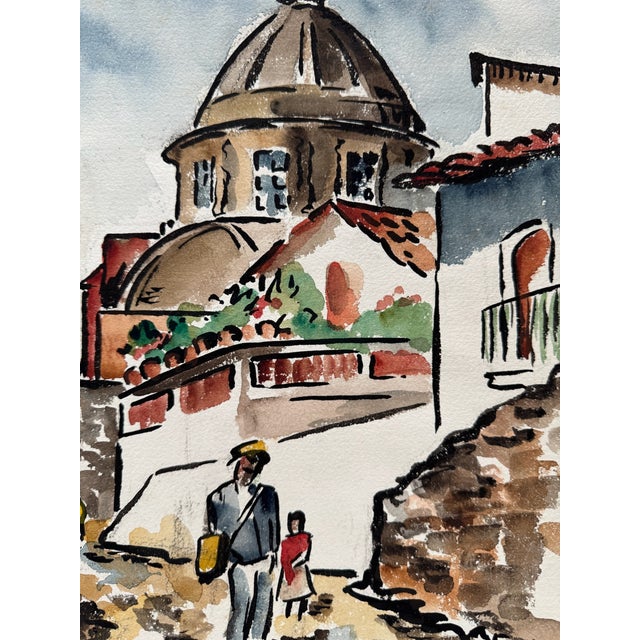 Rustic Henry Emil Salloch Original Watercolor on Paper Taxco, Mexico. 1961. For Sale - Image 3 of 7