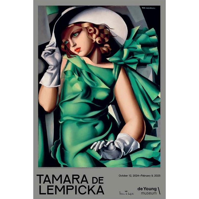 Art Deco Tamara De Lempicka Young Girl in Green Official Exhibition Poster For Sale - Image 3 of 3