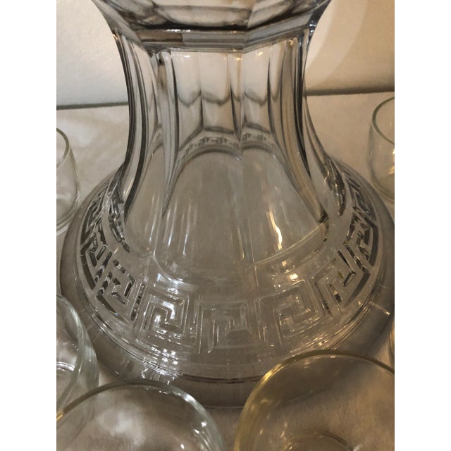 Art Deco Vintage 1930s Heisey Greek Key Punch Bowl and Stand With Cups - 15 Piece Set For Sale - Image 3 of 13