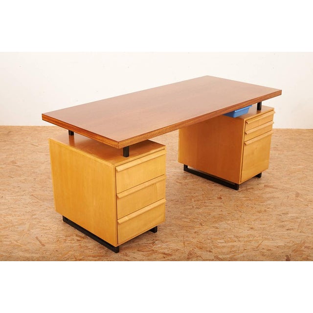 2-Part Model 10 Draft Desk with Drawers in Maple, & Teak Veneer Top from Wohnhilfe, 1956 For Sale - Image 5 of 16