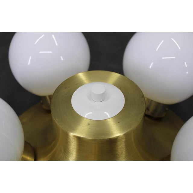 Metal Mid-Century Brass Flush Mount Lights, 1970s, Set of 2 For Sale - Image 7 of 13