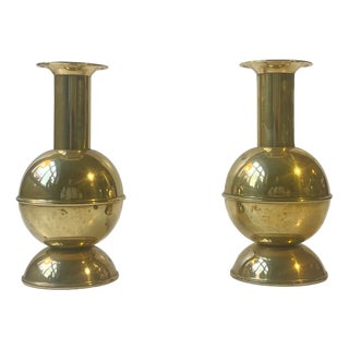 Mid-Century Scandinavian Ball Candlesticks in Brass, 1970s, Set of 2 For Sale