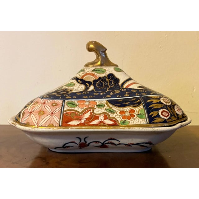 Antique Early 19th Century Coalport Imari Porcelain Covered Entree or Vegetable Dish in the Rock and Tree Pattern Circa 1805 For Sale - Image 13 of 13