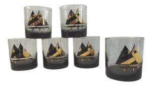 1970s Smoke Catamaran Lowball Glasses - Set of 6