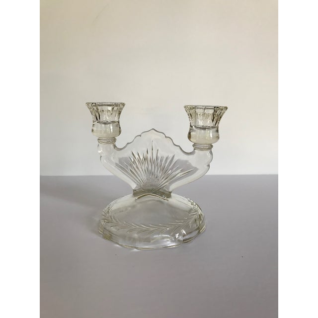 Vintage Glass Art Deco Double Candle Holder Chairish