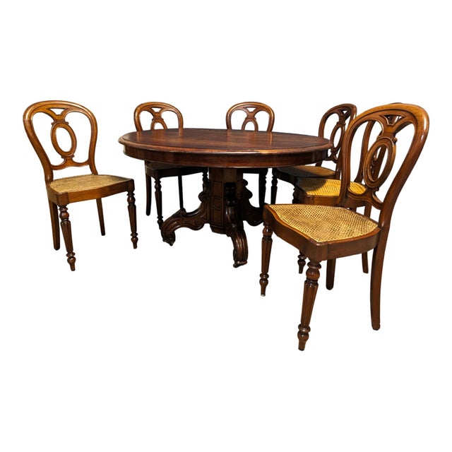 Napoleon III Table and Chairs, Set of 7 For Sale - Image 13 of 13