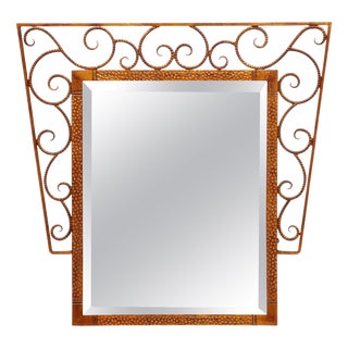 Art Deco Wrought Iron Wall Mirror, Belgium, 1930 For Sale
