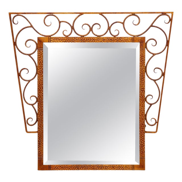Art Deco Wrought Iron Wall Mirror, Belgium, 1930 For Sale