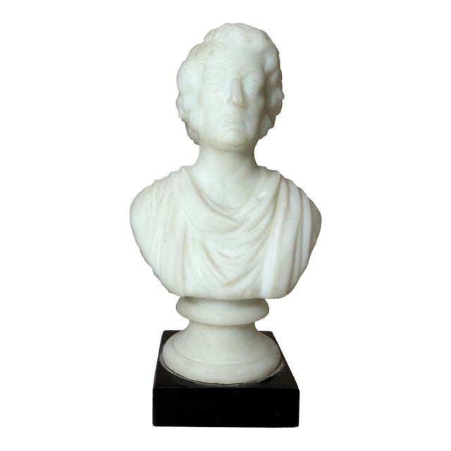 Antique Charles Sumner Figural Frosted Milk Glass Bust Paperweight Sculpture For Sale