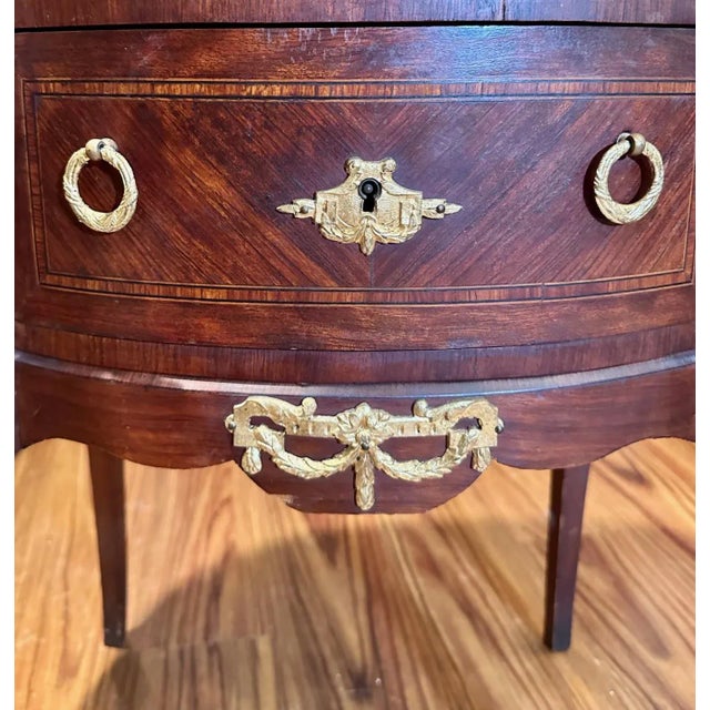 Late 19th Century Louis XVI Style Fruitwood Marquetry 2-Drawer Commode For Sale - Image 9 of 12
