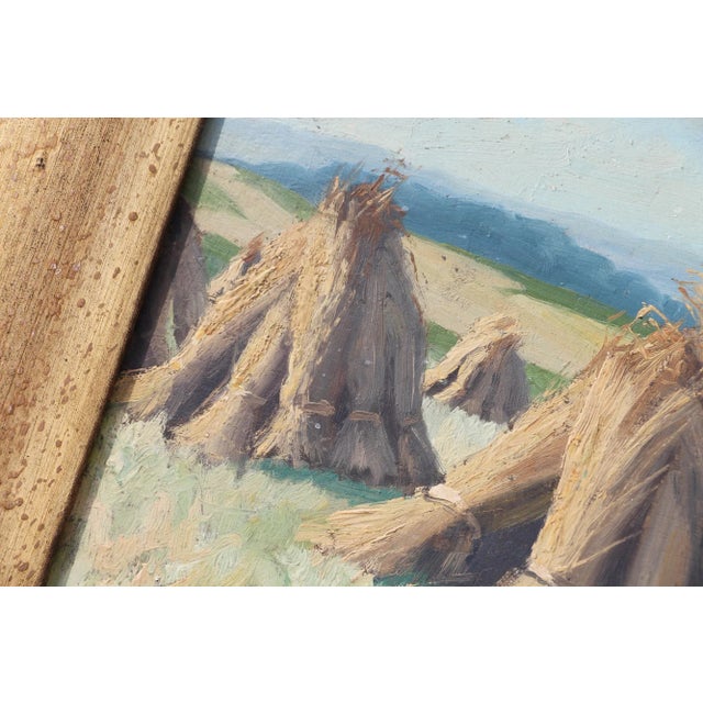 Impressionist Theodore Feucht (1867-1944) Oil on Board - Sheaves of Wheat in a Field, Impressionist For Sale - Image 3 of 13