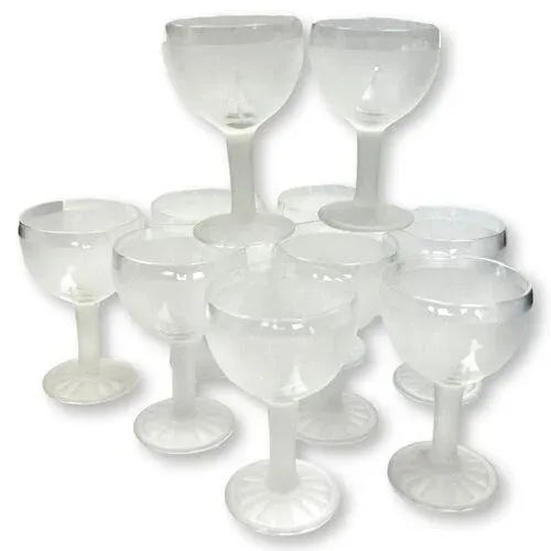 Nautical Vintage Frosted Sailboat Glasses- Set of 10 For Sale - Image 3 of 3