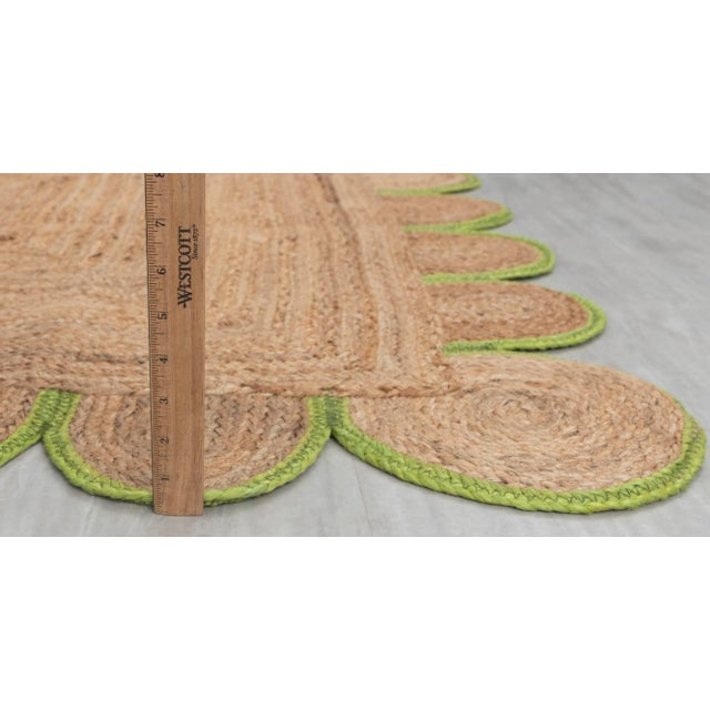 Green Scallop Edge With Natural Jute Rug 8x10 Ft. For Sale - Image 6 of 13