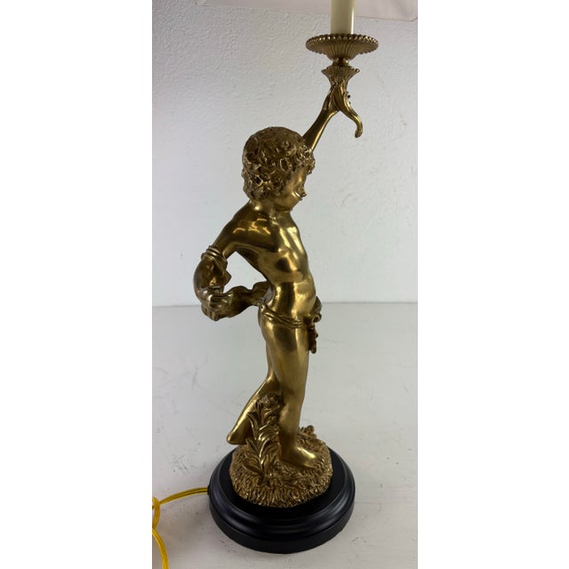 Figurative French Rococo Style Solid Brass Figurative Lamp For Sale - Image 3 of 10