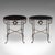 This is a pair of vintage oval garden tables. A French, cast iron and steel veranda serving table in Regency revival...