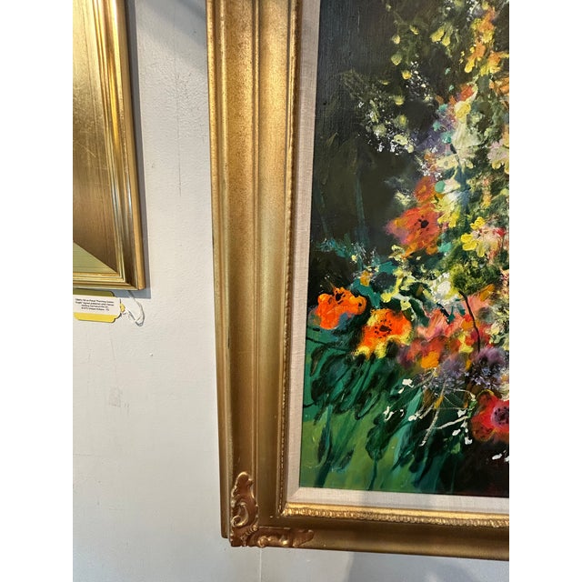 Large Original Painting of Flowers in a Garden by French Artist M. Journod For Sale - Image 9 of 12