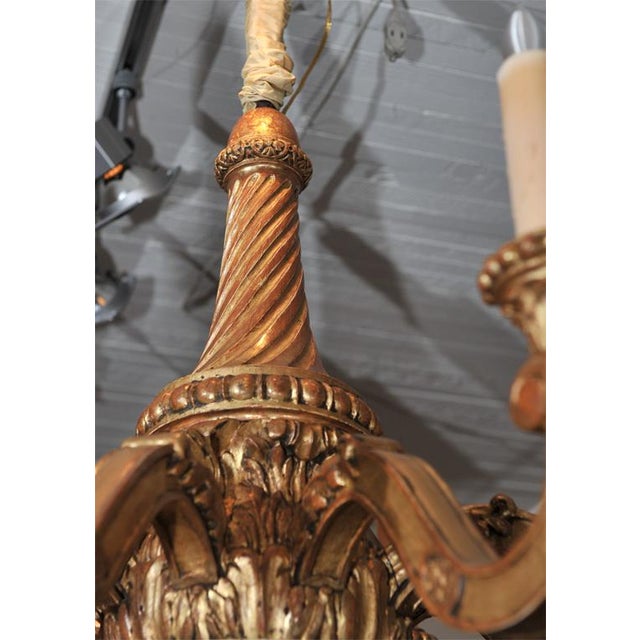 Eight Arm Carved Giltwood Chandelier For Sale In San Francisco - Image 6 of 8