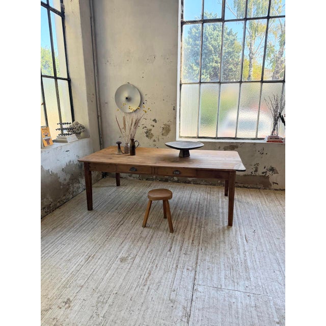 Brown Farmhouse Table in Pine, 1950s For Sale - Image 8 of 18
