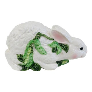 1980s Ceramic Rabbit Figurine Adorned With Ivy For Sale