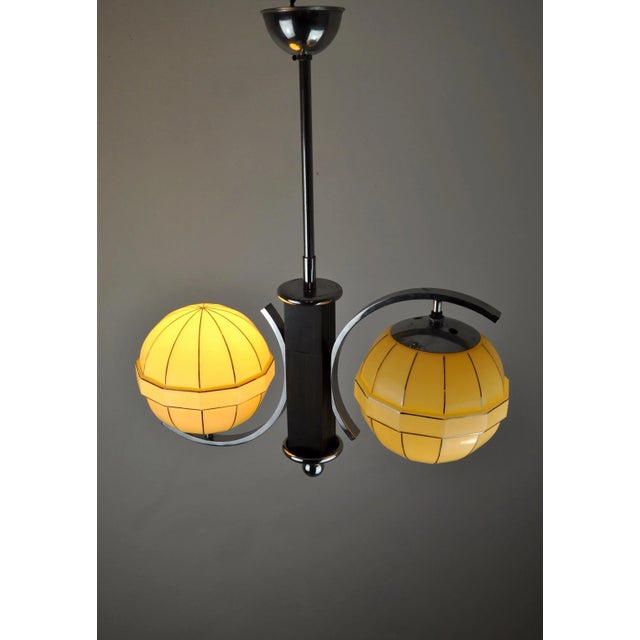 Mid-Century Modern Chrome and Wood Ceiling Lamp For Sale - Image 10 of 11