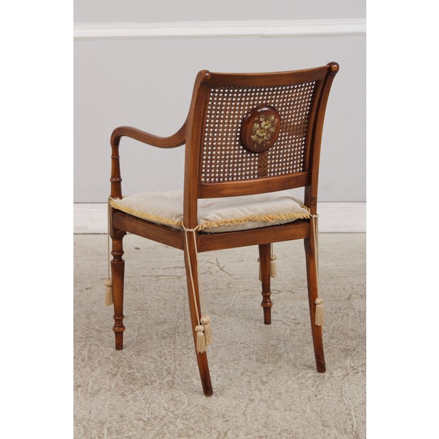 Brown Pair English Adams Style Painted Back Cane Armchairs For Sale - Image 8 of 16