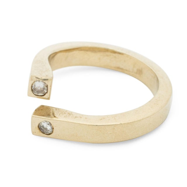 Modernist Diamond and 14k Yellow Gold Open Ring For Sale - Image 4 of 6