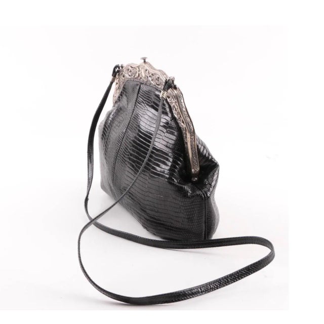 Antique 1905 Gorham Sterling Silver Cherub Frame Lizard Skin Artisan Handbag For Sale - Image 9 of 12