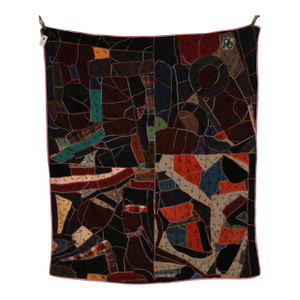 Vintage Hand Embroidered Crazy Quilt, Wool Patchwork Folk Art Textile Wall Hanging