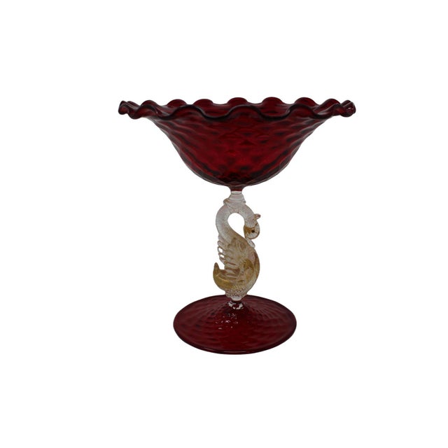 Traditional Vintage Red and Gold Fleck Murano Candy Dish For Sale - Image 3 of 6