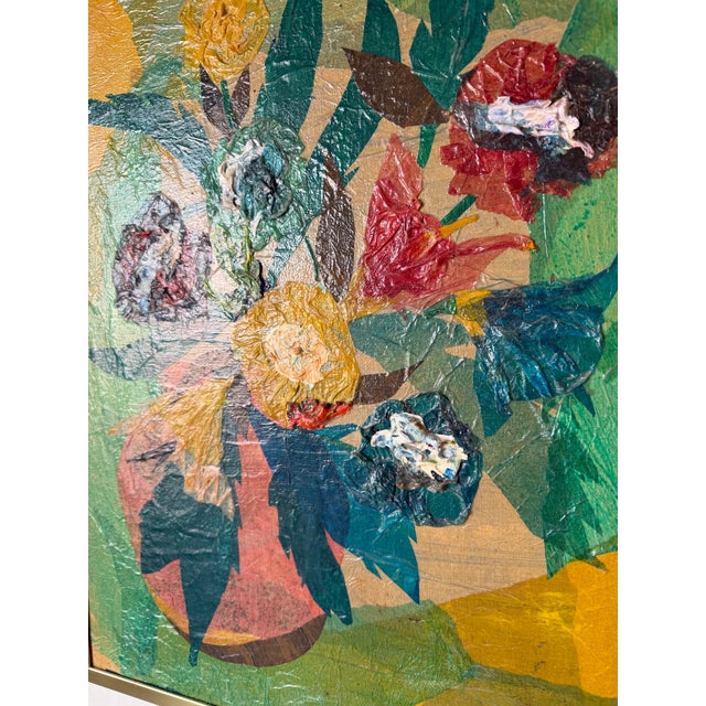 1980s Rhonda Mixed Media Floral Still Life Oil on Canvas Painting – Signed For Sale - Image 10 of 12