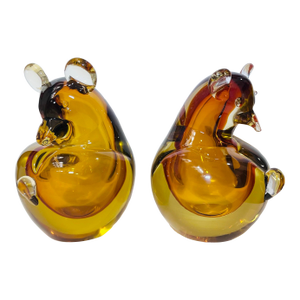 Vintage Murano Glass Salviati Attributed Bear Bookends - a Pair